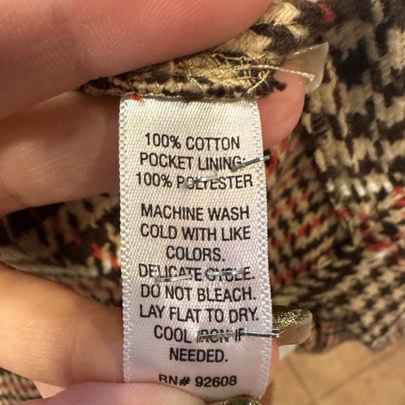 Passports Women’s Small Plaid Shacket Houndstooth Button Jacket Brown Red Tan - Picture 9 of 10